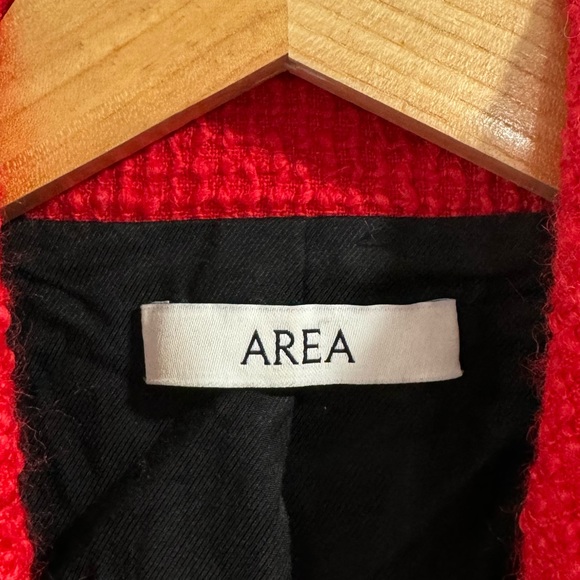 AREA Women Crystal Embellished Crop Tweed Blazer Red Size Small - Picture 3 of 12